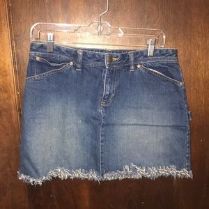 Frayed Hem Denim Mini Skirt